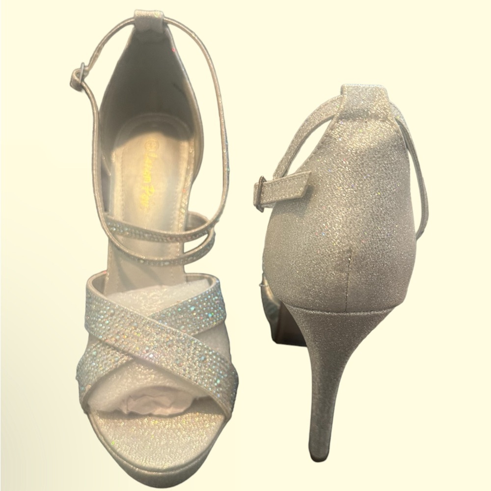 Silver glitter heels